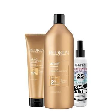 Imagem de Kit Redken All Soft One United Shampoo Máscara e Leave-in (3 produtos)