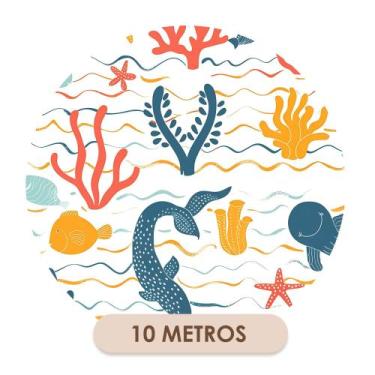 Imagem de Papel de Parede Adesivo Lavável Fundo do Mar Peixes Colorido Infantil 