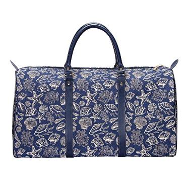 Imagem de Signare Bolsa esportiva grande de tapeçaria, feminina durante a noite, bolsa esportiva para academia, bolsas de viagem para adolescentes, meninas e mulheres, Concha, onesize