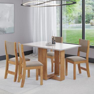 Imagem de Conjunto Sala de Jantar Mesa Milani com 4 Cadeiras Sol Viero