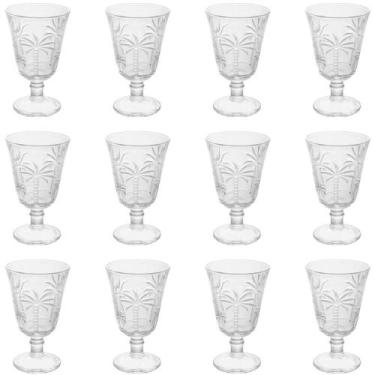 Imagem de Conjunto 12 Taças de Vidro 240ml para Água Decorada Palmeiras Lyor Ser