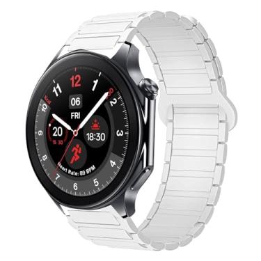 Imagem de Compatível com pulseiras OnePlus Watch 2R, pulseira magnética esportiva de silicone magnético de 22 mm compatível com OnePlus Watch 2 de 46 mm / 2R / 1 Smart Watch (branca, pulseira de tamanho de 22