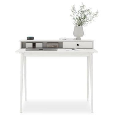 Imagem de IDIMEX Escrivaninha Com Nicho Organizador Minimalista Madeira Branca Malina