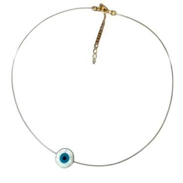 Imagem de Colar Produzido No Fio de Naylon com Pingente em Madrepérola Olho Grego