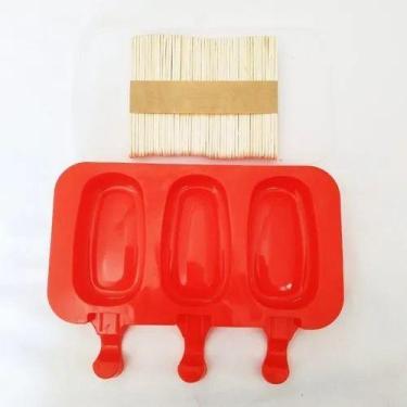 Imagem de Forma De Sorvete Material Silicone Para Picolé Formato Normal Lisa Com