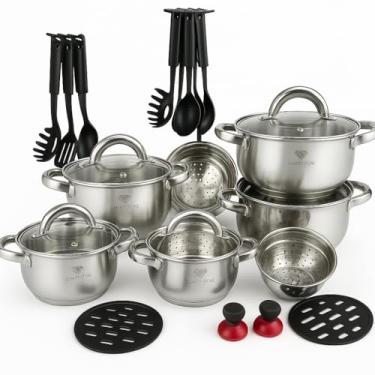 Imagem de Jogo De Panelas Alemãs 19 Peças Aço Cirurgico Inox