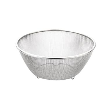 Imagem de Escorredor de aço inoxidável cesta de filtro de cozinha de malha fina para lavar legumes, frutas, arroz e macarrão (diâmetro 24 cm/9,5")