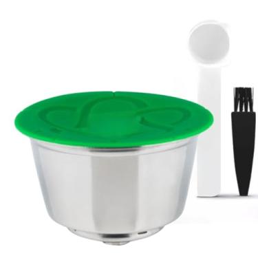 Imagem de Cápsula de café crema recarregável de aço inoxidável tampa silicone, reutilizáveis, Cápsula de café filtro reutilizável compatível cafeteiras Dolce G Máquinas - Genio Plus - Touch - Lumio - Mini Me