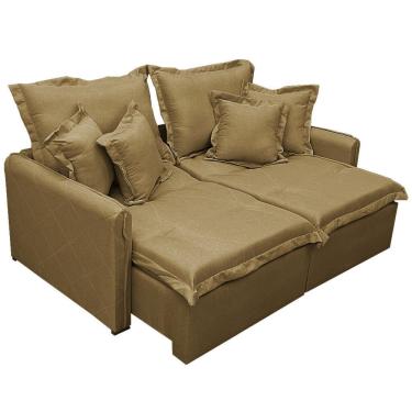 Imagem de Sofá Cama Lima 180cm em Linho 2 Lugares Retrátil e Reclinável União Cor Castor