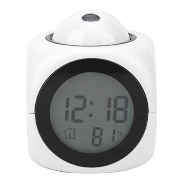 Imagem de Relógio de Projeção Com Função de Temporização de Voz, Despertador Com Exibição de Temperatura para Quarto de Escritório Doméstico, Relógio LCD Digital Com Projeção de Tempo,