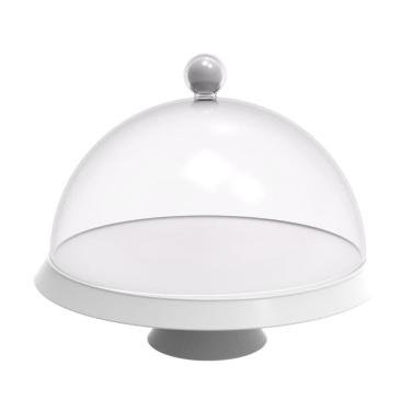 Imagem de Porta Bolo Bubble Crippa 25 Cm De Diametro Com Base Com Pé Resistente E Cúpula Transparente Branc