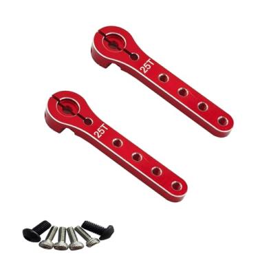 Imagem de 2pcs Aluminum 25T Servo Horn 56mm M2.5 Thread Metal 25 Teeth Extension Steering Servo Arm Compatible with 30-100CC Balsa Airplanes RC Plane Helicopter Car (Red)