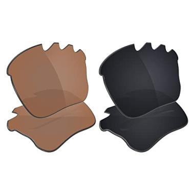 Imagem de Lentes de reposição Galvanic para Oakley Flak Jacket XLJ Ventilado OO9009 Óculos de sol - Várias opções, Amber + Black Polarized - Combo Pack, 0
