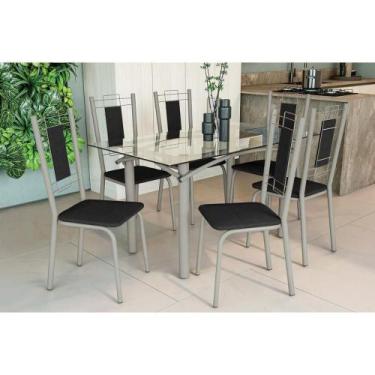 Imagem de Sala de Jantar Completa Elba c/ Tampo de Vidro 150cm e 6 Cadeiras Flor