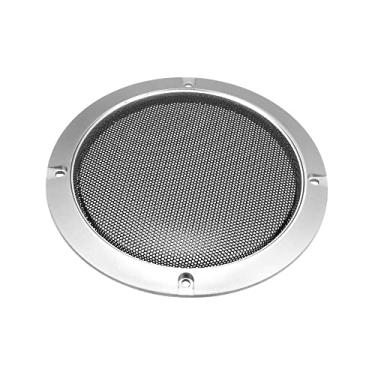 Imagem de X AUTOHAUX Capa de grade de alto-falante de 12,7 cm, acabamento em malha, grade de subwoofer, buzina, protetor de buzina prateada para carro, acessórios estéreo automotivos
