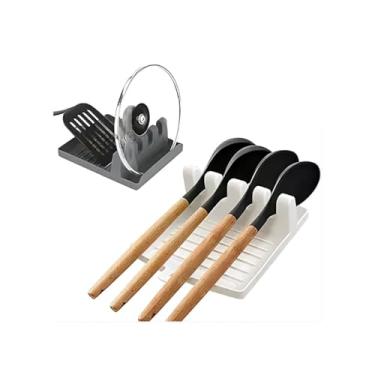 Imagem de Descanso de Talheres e Suporte para Tampa -Organizador Multifuncional para Cozinha, Ideal para Colher Concha Descanso Organizador de Utensílios Descanso para Colher Suporte para Tampa (Cores variadas)