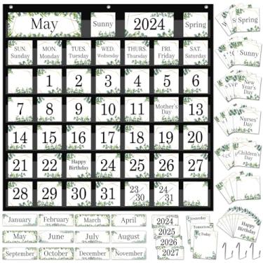 Imagem de QOUBAI Calendário de sala de aula, 120 peças, tabela, calendário de eucalipto, 2025, quadro de avisos, decorações de sala de aula, hortaliças, calendário de estações, tabela meteorológica para