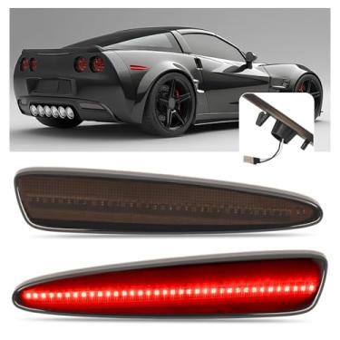 Imagem de HECASA 2 peças de luzes de LED laterais compatíveis com Chevrolet Chevy Corvette C6 Z06/ZR1/Grand Sport 2005-2013 lâmpadas de marcação lateral traseira vermelha lente fumê