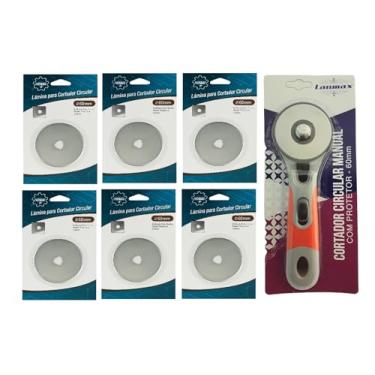 Imagem de Cortador Circular Manual 60mm Lanmax com 6 Lâminas Extra Newz | Cabo Emborrachado, Protetor de Lâmina, Ideal para Artesanato, Costura, Quilting, Patchwork e DIY