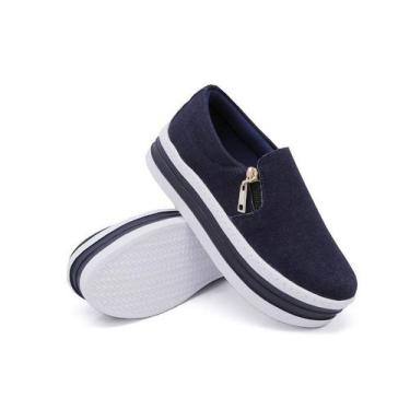 Imagem de Tenis Casual Slip com Sola Plataforma Zíper Lateral Jeans - Sennamodas