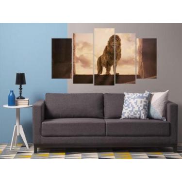 Imagem de Quadro Decorativo Mosaico 5 Peças Mod208 Leão De Judá 08 - Eco Decor