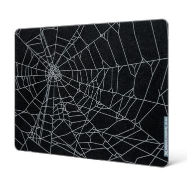 Imagem de XVX Black Spider Webs Glass Gaming Mousepad 4.0, tapete de rato rígido para jogos, superfície microgravada ultra-suave com base de borracha antiderrapante (410 mm x 310 mm)