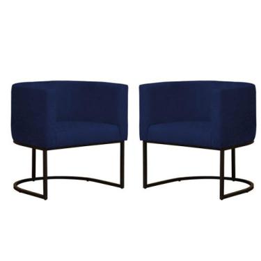 Imagem de Kit 2 Poltronas Reforçada Decorativa Sala Gabriela Base Ferro Preta Su