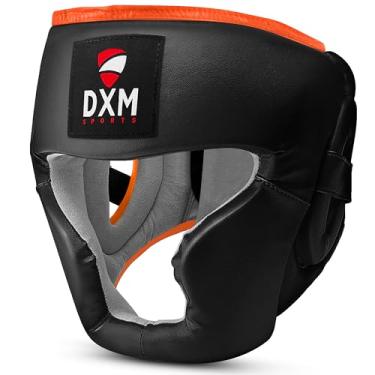 Imagem de DXM SPORTS Capacete de boxe para treinamento de MMA, Sparring Kickboxing - Protetor de cabeça de segurança ajustável para Muay Thai, Karatê, Taekwondo (laranja, GG)