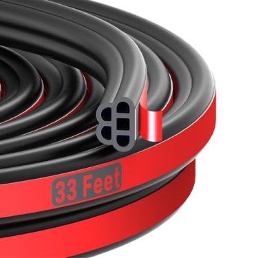 Imagem de SOZATO Tira de Vedação de Borracha para Porta de Carro Universal Autoadesiva para Isolamento Acústico de Portas Automotivas, Camada Dupla, Tira de Calafetagem Automática de 5 Furos, Ajuste para Caminh