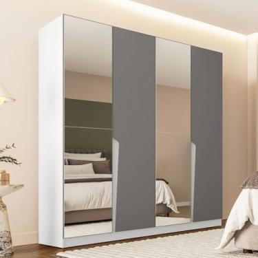 Imagem de Guarda Roupa 4 Portas 4 Gavetas Com Espelho Porto Politorno Móveis