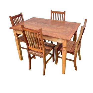Imagem de Mesa De Jantar Madeira De Demolição 1,20x 0,80 Com 4 Cadeiras Anatômica Sudeste Rustico