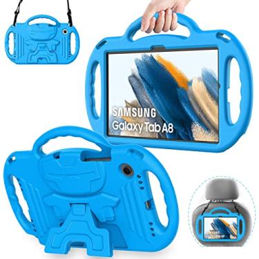 Imagem de AVAWO Capa infantil para Samsung Galaxy Tab A8 10,5 2022 (SM-X200/X205/X207), com alça, leve, à prova de choque, suporte para Samsung Galaxy Tab A8 10,5 polegadas 2022, azul