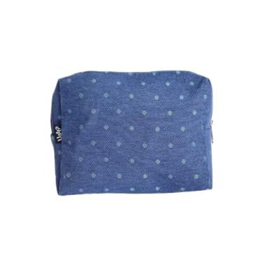 Imagem de Necessaire Estojo Box com Fecho em Zíper Azul - Bolinhas