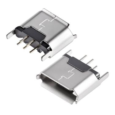 Imagem de FOCMKEAS 10 peças micro USB fêmea conector conector de porta, 5 pinos 180 graus borda enrolada, conector SMT SMD porta de conector