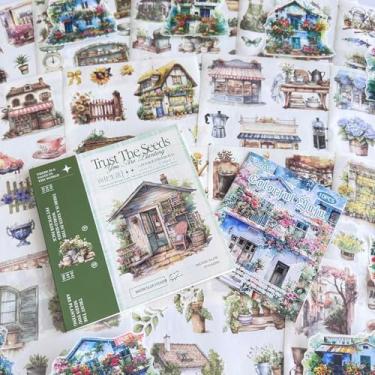 Imagem de 50 folhas de adesivos florais para scrapbooking, 10 folhas de adesivos Washi, florais pré-cortados, flores naturais de jardim, borboleta, Washi, adesivos com papel de sucata para scrapbook