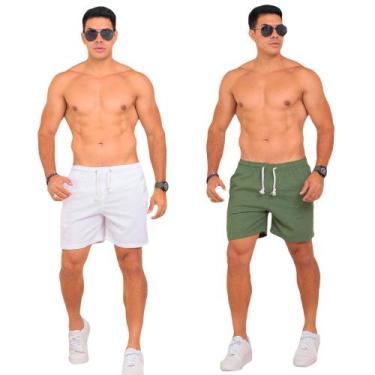 Imagem de Kit 2 Shorts Masculino Casual Linho Liso Confortável Leve - Obstinate,