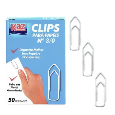 Imagem de Clips Para Papel Metal Galvanizado N 3/0 50 Un Organizador - Kaz