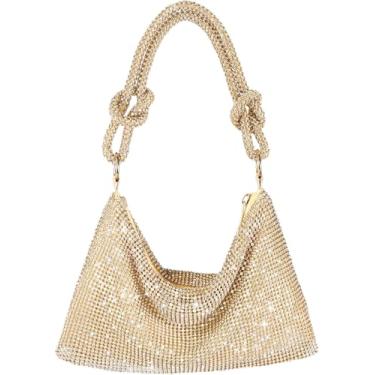 Imagem de Fullishment Bolsa de strass brilhante para noite mini bolsa clutch para mulheres, casamento, formatura, festa, clube, Dourado
