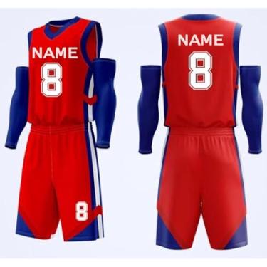 Imagem de Kit De Basquete Personalizado Para Homens E Mulheres Com Nome Número Logotipo Da Equipe Conjunto De Shorts De Basquete Camisa De Basquete, Red, M