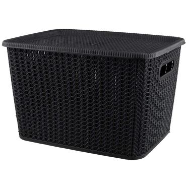 Imagem de Caixa Organizadora com Tampa 20L Rattan São Bernardo OR29 Preta