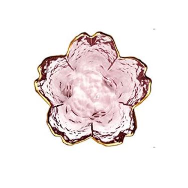 Imagem de Molho de molho para molhos, molho e creme estilo tigela de molho de vidro incrustada de ouro, mini prato de tempero de flores de cerejeira japonesas para sorvete, frutas, sala, molho, recipiente