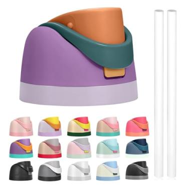 Imagem de A tampa de substituição contém canudos para garrafa de água Owala Freesip, compatível com tampa e tampa Owala, acessórios premium para garrafas de 473 ml, 680 g, 946 ml, 1134 g, à prova de vazamento