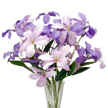 Imagem de HengeHom 6 peças de flores artificiais de orquídea, orquídea artificial rosa mista, flores de rosa de seda, orquídeas artificiais, buquê de orquídeas para mesa de centro de mesa, festa de casamento