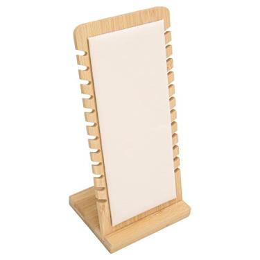 Imagem de Zhjvihx Suporte de Exibição de Colar Autônomo, Placa de Bambu Base Estável Suporte de Exibição de Colar de Core Bege Destacável para Uso Em Loja para 12 Correntes