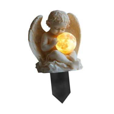 Imagem de oshhni Placa de jardim com asas de anjo 2D, decoração de quintal, placa memorial, acessórios para jardim de fadas, de anjo para, festa, gramado, área, 15 Cm X 8.9 Cm X 0.3