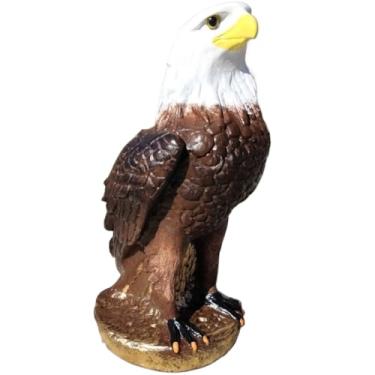 Imagem de Decoração Gavião Aguia De Gesso Estátua Espanta Pombo Pássaro Para Jardim Fazenda Telhado Muro,36X18cm(Marrom)