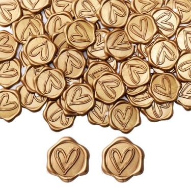 Imagem de Adesivo Yoption Heart Wax Seal, pacote com 100 adesivos dourados, 3 cm