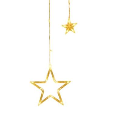 Imagem de Pisca Cascata Estrelas Natalinas 138 LEDs 8 Funções Branco Quente 2,5m