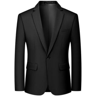 Imagem de Blazer MAGE MASCULINO de um botão, ajuste justo, leve, preto - MAGE MA