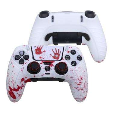 Imagem de IVYUEEN for PlayStation 5 PS5 Edge Controller Graffiti Blood Anti-Slip Protective Skin Cover, Silicone Case for DualSense Edge Controller Grip with Touch Pad Sticker Accessories